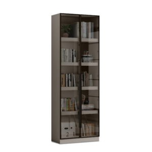 TOMBIRO Book Shelf Grey with Glass Door